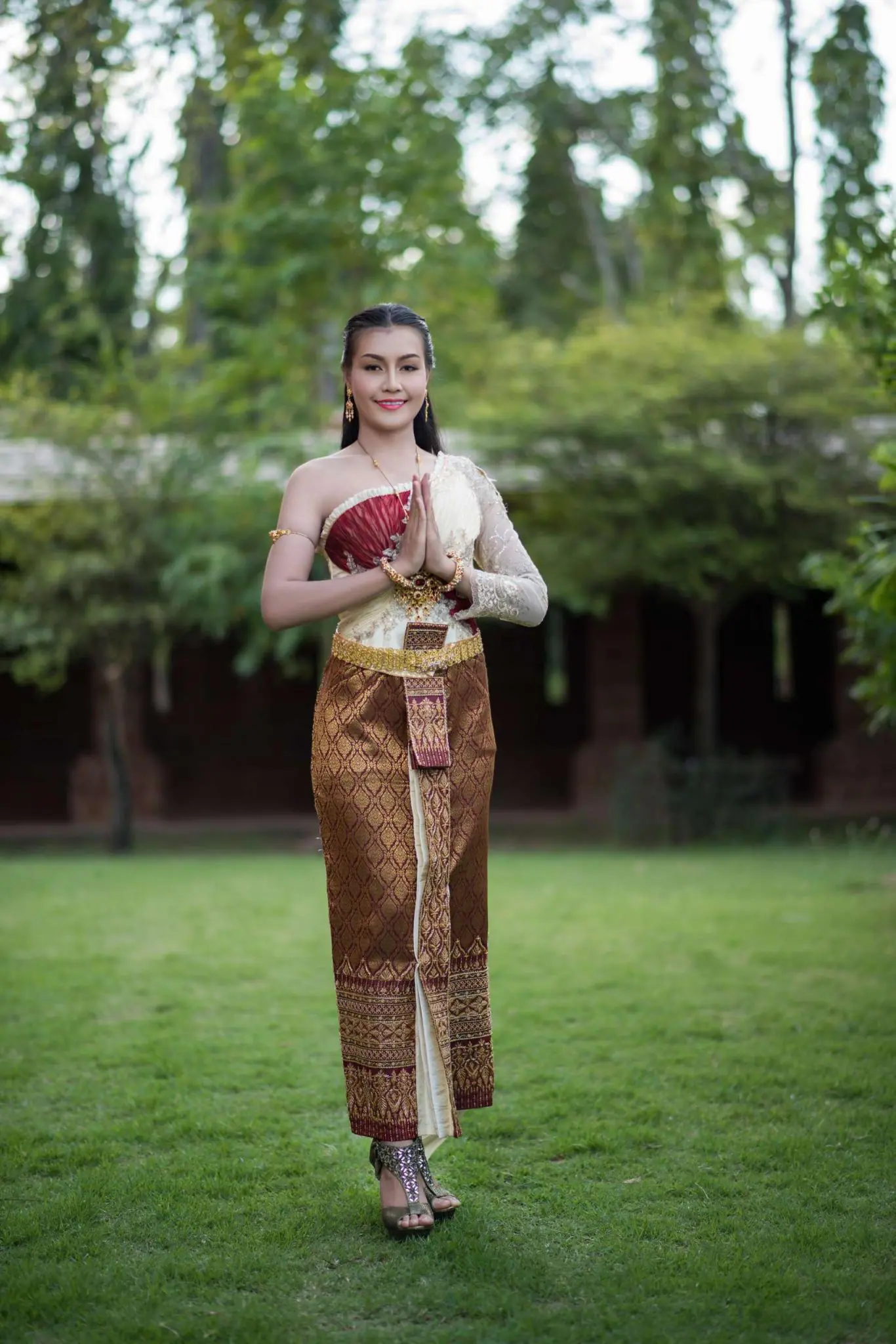 Beautiful Woman wearing typical Thai dress