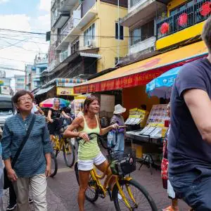 Bangkok Thailand, Sep , Tourist ride a bicycle in china town