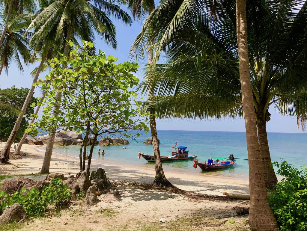 koh tao beach boat